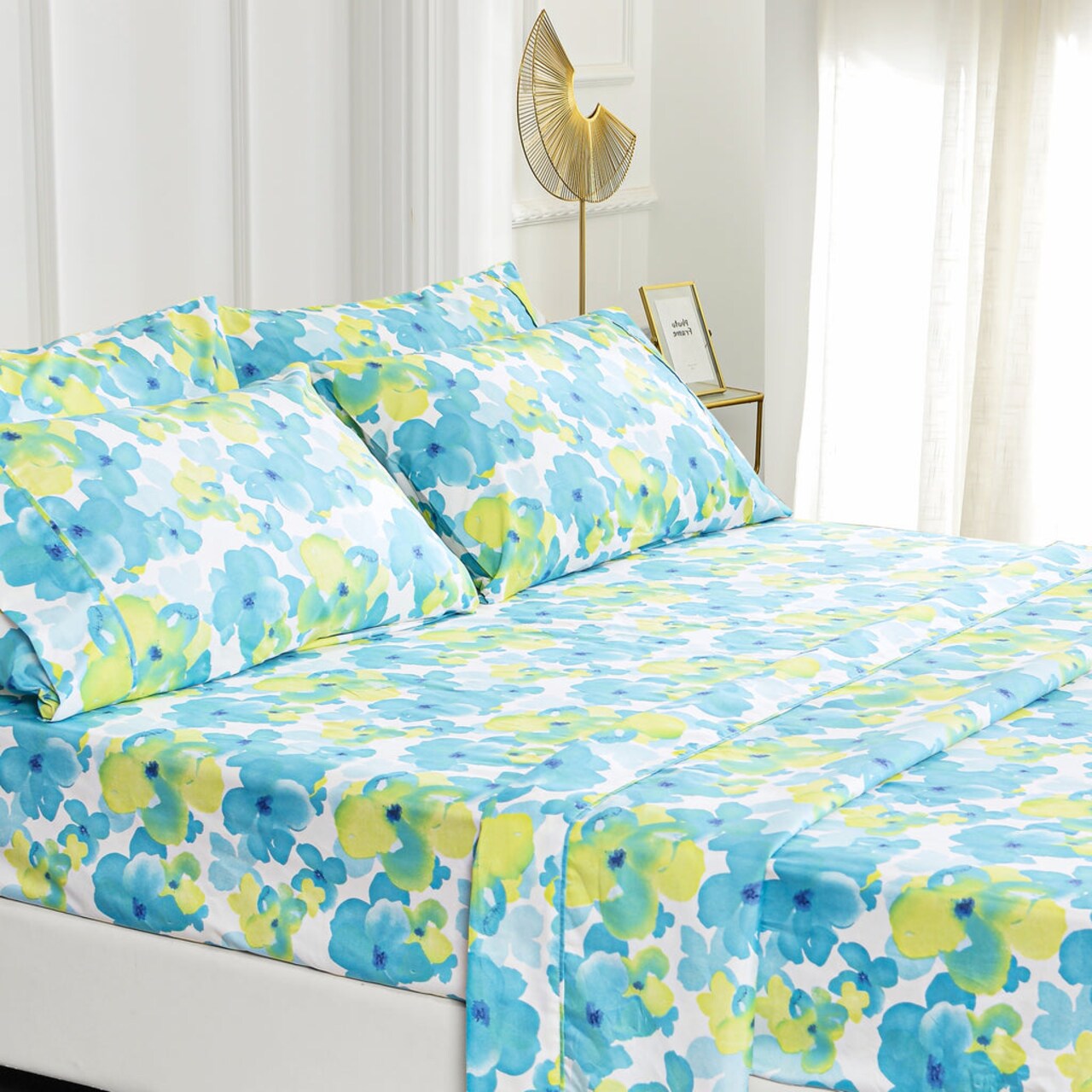 American Home Collection Flowers Bedding Sheets & Pillowcases Set Brushed Microfiber Wrinkle Free Sheet Set
